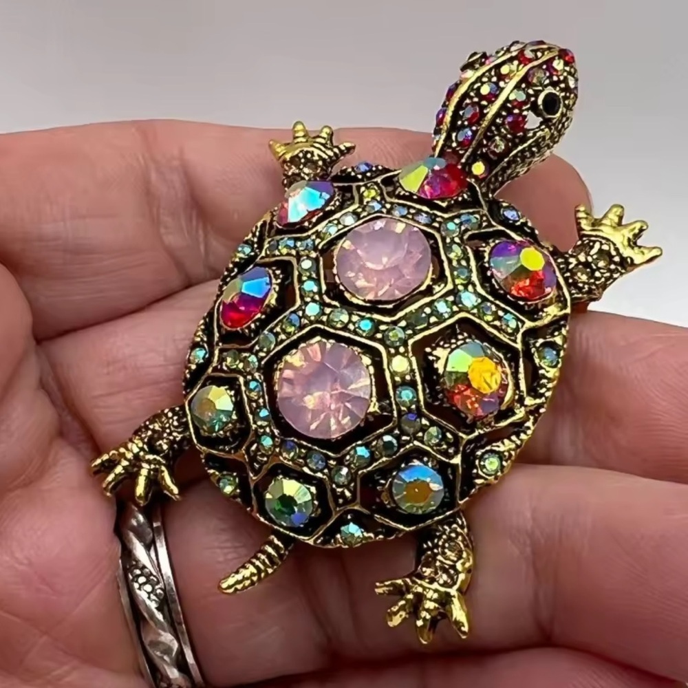 Vintage Multicolor Turtle Brooch